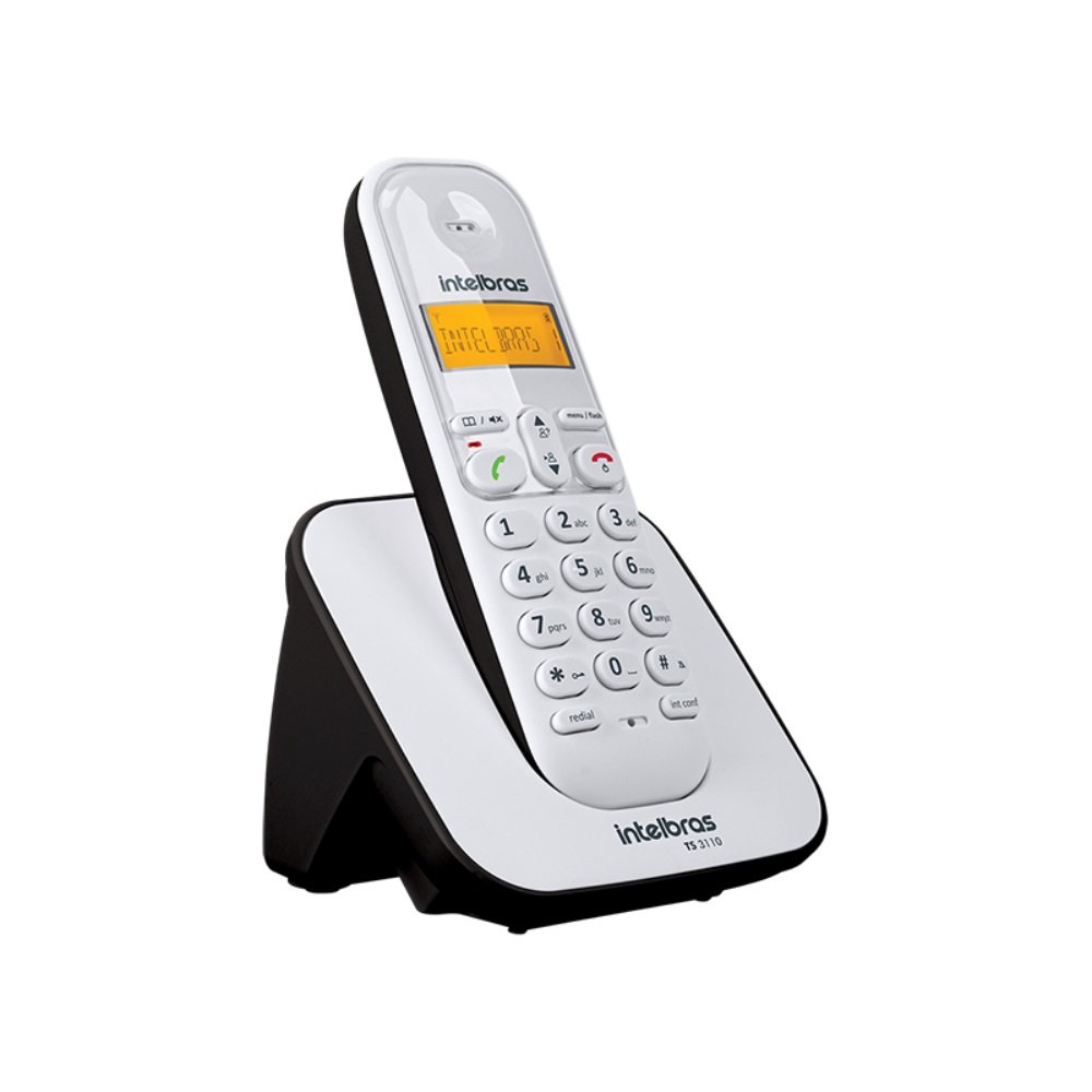 Telefone Sem Fio TS 3110 Branco e Preto Intelbras