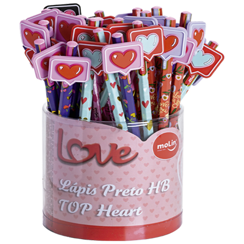 Lápis Preto Molin Top Heart Love Coração Unidade Sortido