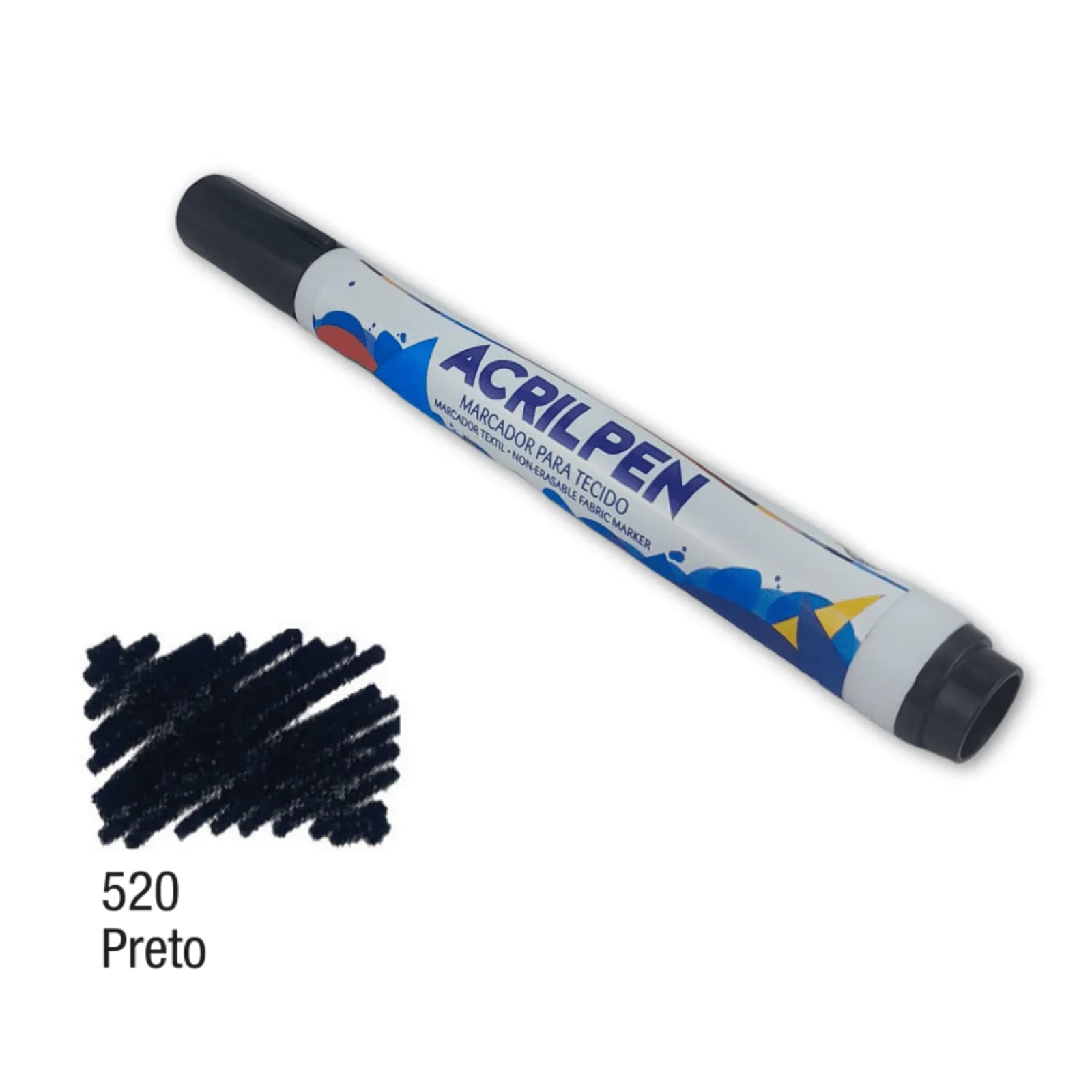 Caneta Acrilpen Marcador Para Tecido Acrilex Preto 520