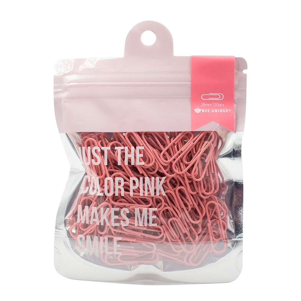 Clips Bee Unique com 120 Unidades 28mm Rosa