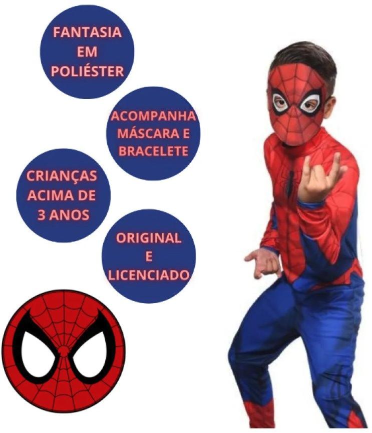 Fantasia Infantil Homem Aranha Marvel Tam G Super Magia