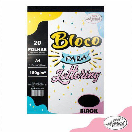 Bloco de Lettering Merci A4 Black 180 Gramas com 20 Folhas