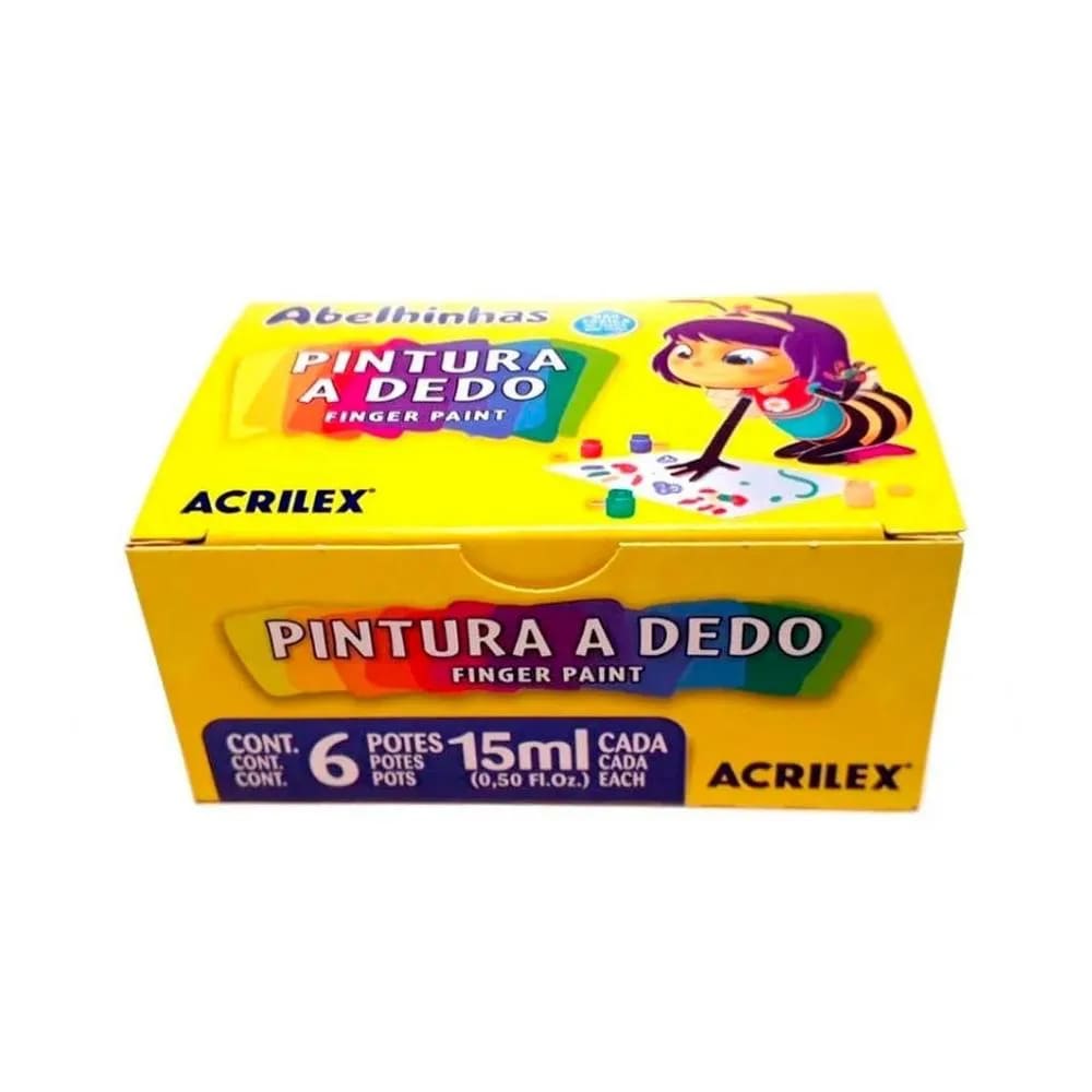 Pintura a Dedo Acrilex com 6 Unidades 15 ml Cores