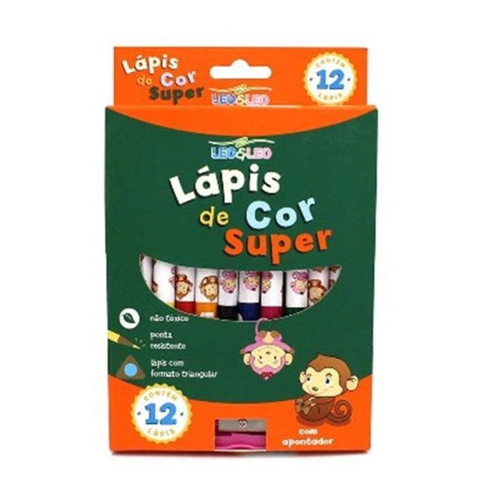 Lápis de Cor Leo e Leo 12 Cores mais Apontador