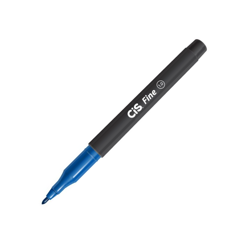 Caneta Hidrográfica CIS Fine Marker Ponta Sintética 1.0 mm Tampa com Clip Azul