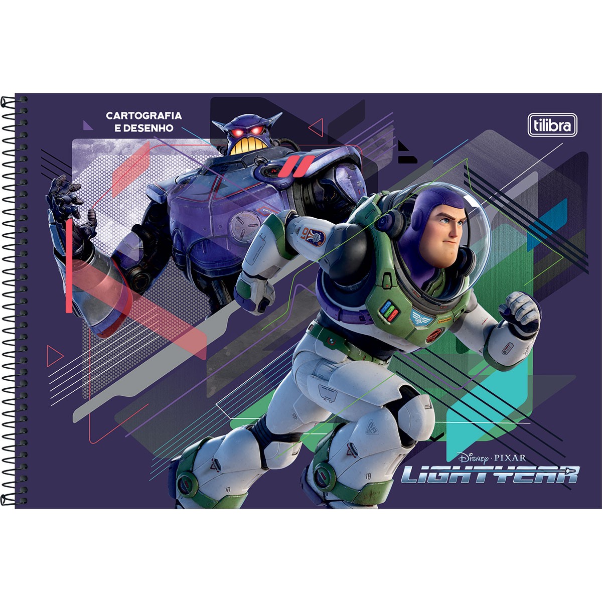 Caderno Cartografia Tilibra Lightyear Espiral Capa Dura Sem Pauta 80 Folhas