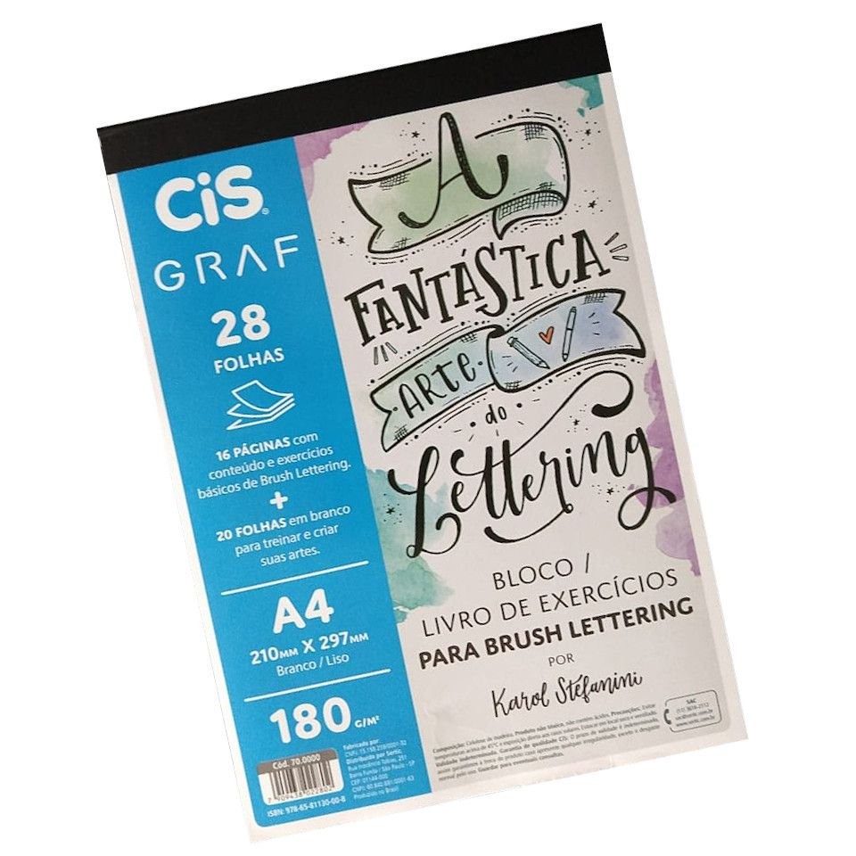 Bloco de Lettering CIS 180 Gramas com 28 Folhas A4 em Branco