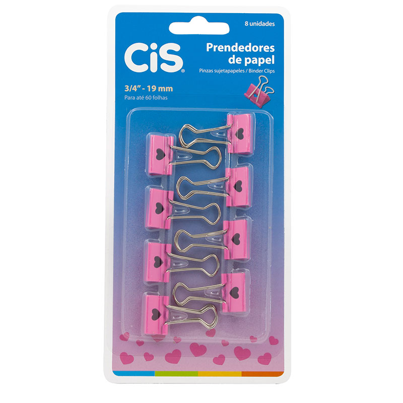 Prendedor de Papel CIS 19mm Bloco Coração