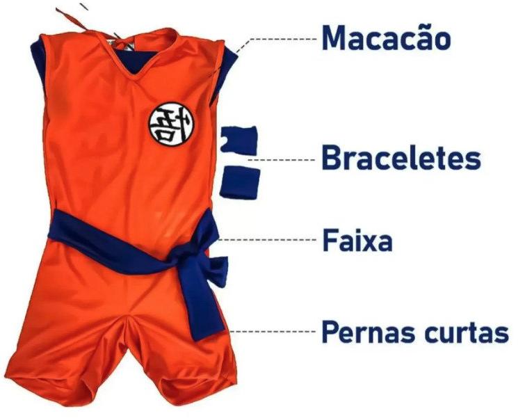 Fantasia Infantil Anime Mangá Dragon Ball Goku Tam P Super Magia com Munhequeira