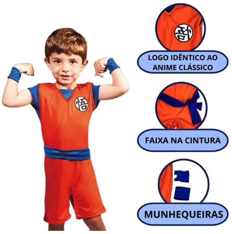 Fantasia Infantil Anime Mangá Dragon Ball Goku Tam P Super Magia com Munhequeira
