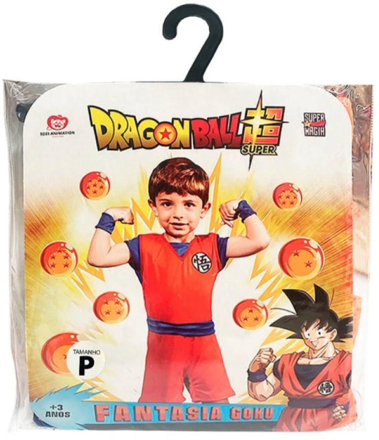 Fantasia Infantil Anime Mangá Dragon Ball Goku Tam P Super Magia com Munhequeira