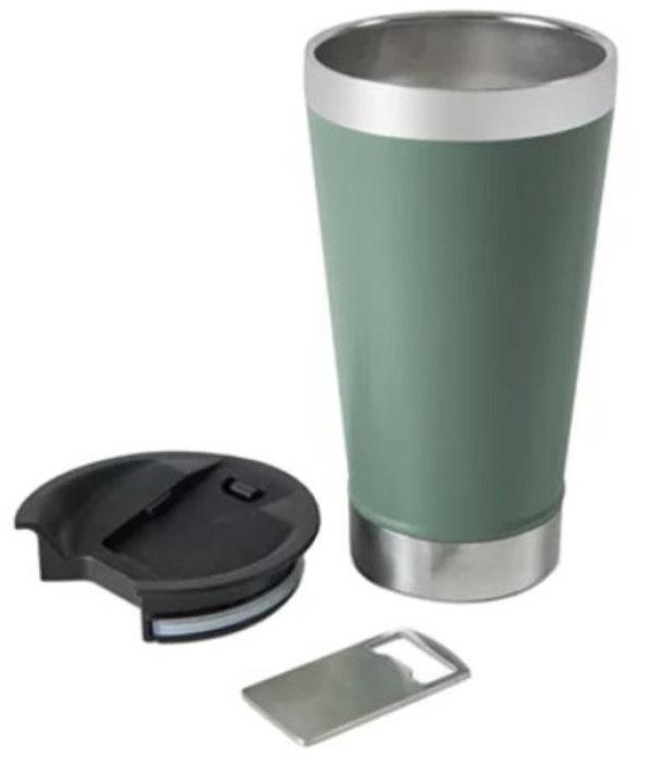 Copo Térmico 473 ml Aço Inox Com Tampa e Abridor Verde