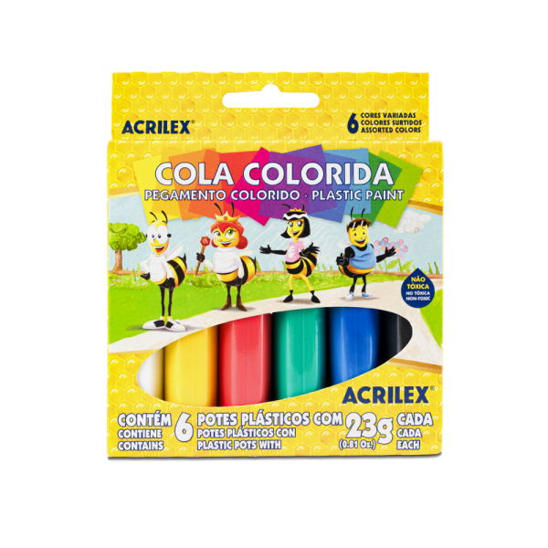 Cola Colorida Acrilex com 6 Cores