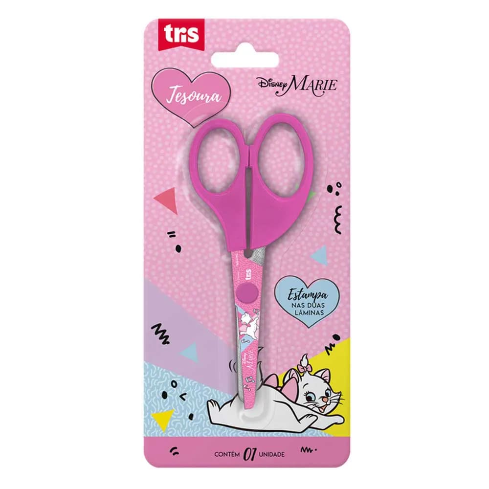 Tesoura Escolar TRIS Marie Lâmina Decorada 13cm