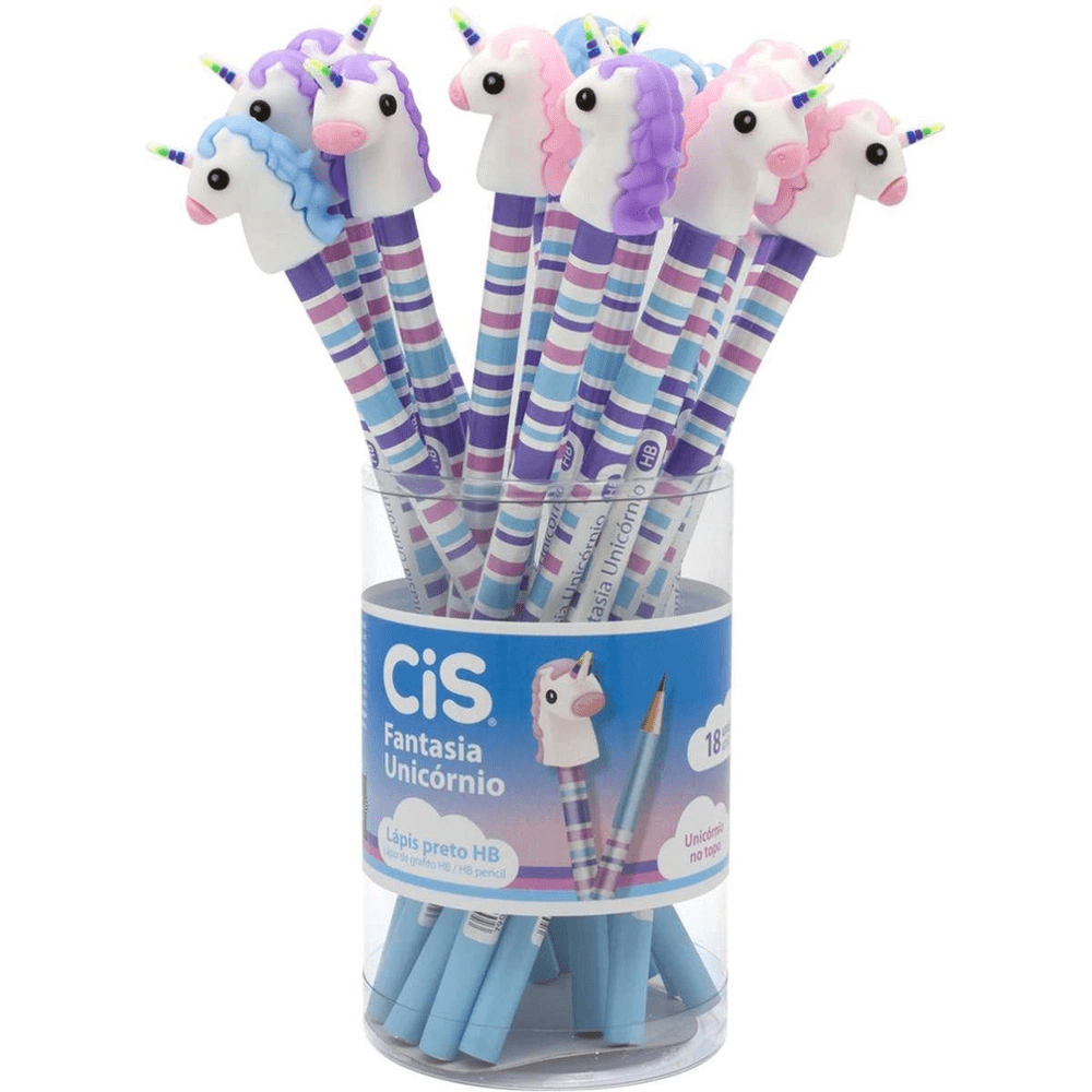 Lápis Preto CIS Fantasia Unicórnio HB com Ponteira Unidade Sortido
