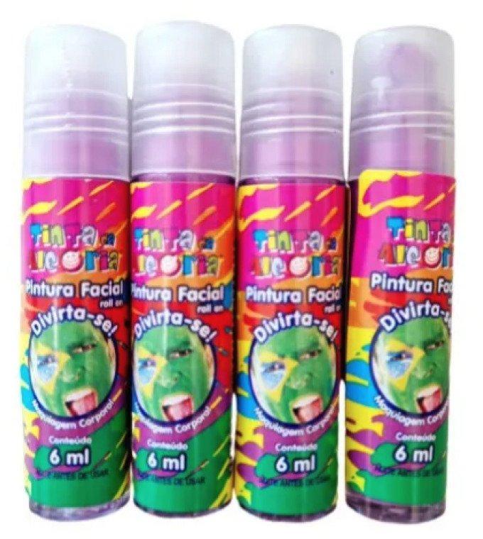 Tinta Pintura Facial Corporal Roll On 6ml Tinta da Alegria Brincadeira Carnaval Roxo
