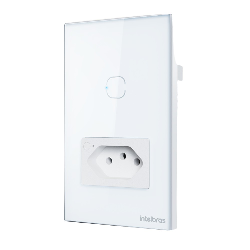 Tomada Simples 10A IZY Smart Wi Fi Com Interruptor 1 Tecla ETS 2001 Branco Intelbras
