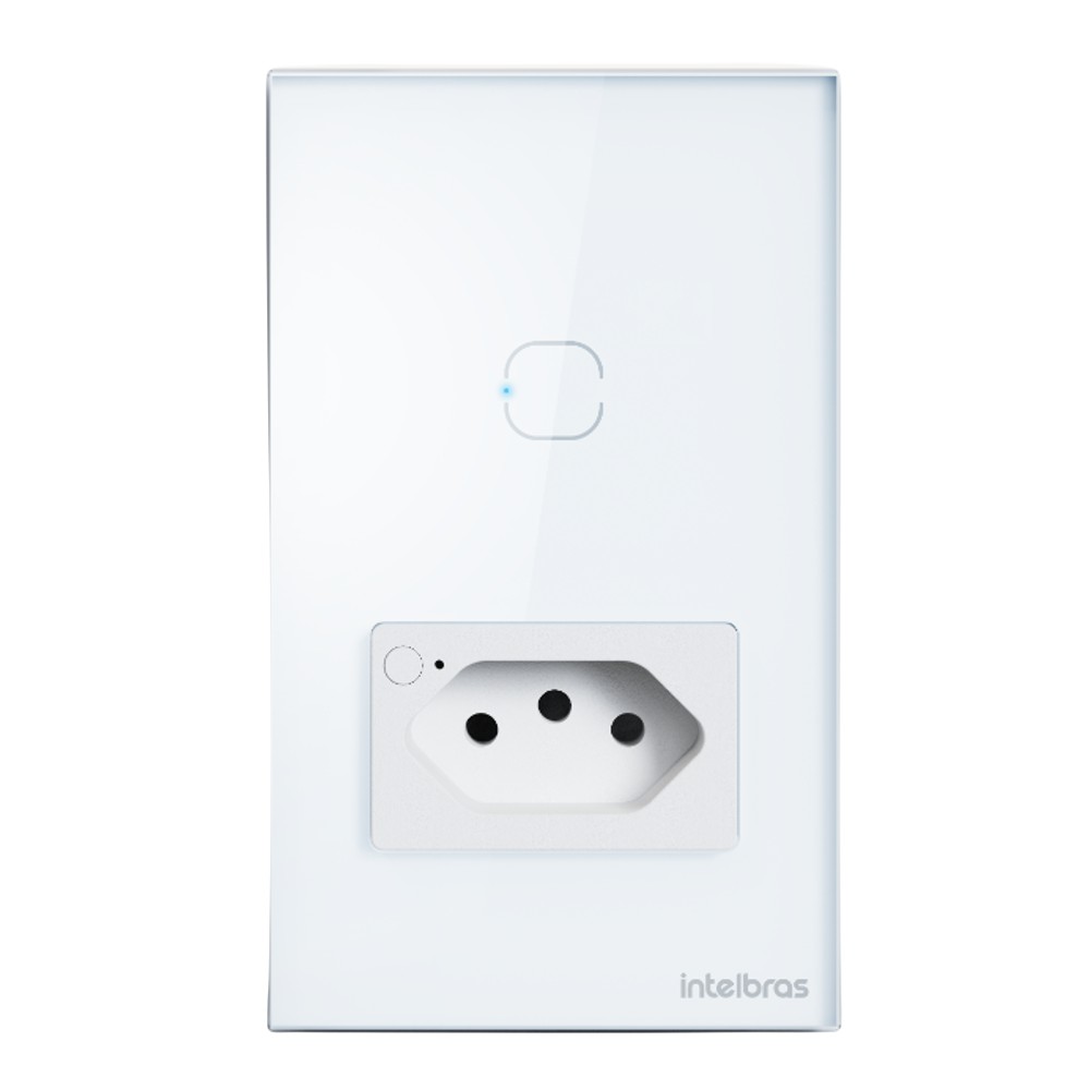 Tomada Simples 10A IZY Smart Wi Fi Com Interruptor 1 Tecla ETS 2001 Branco Intelbras