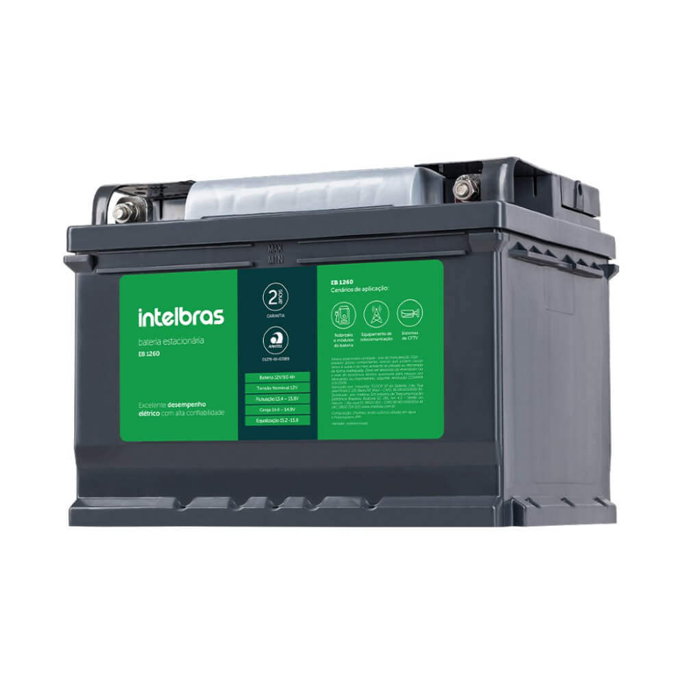 Bateria Elétrica Estácionária PB ÁCIDO 12V 60AH EB 1260 Intelbras