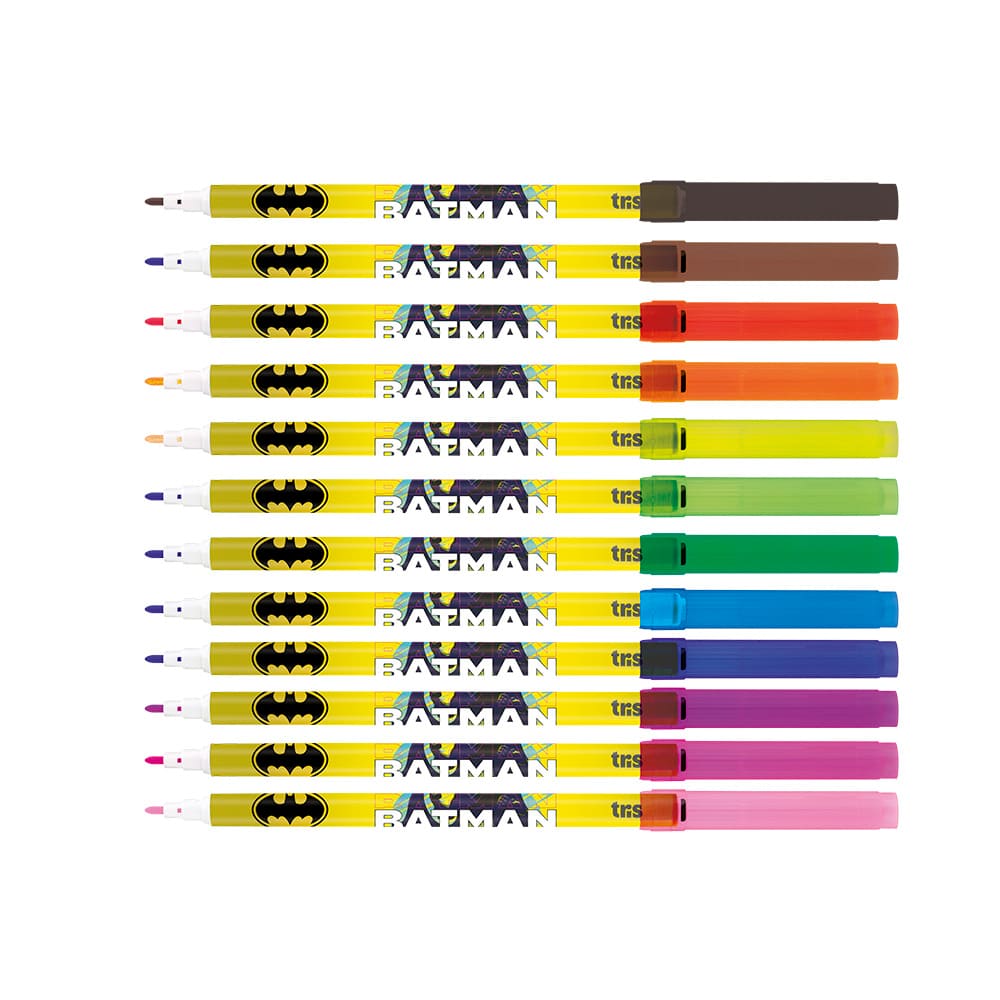 Canetinha Hidrocor TRIS Batman Ponta Fina 12 Cores