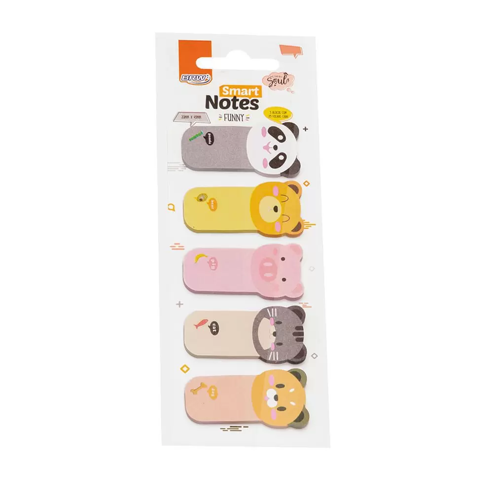 Marca Páginas BRW Smart Notes Funny Bichinhos 23x45mm