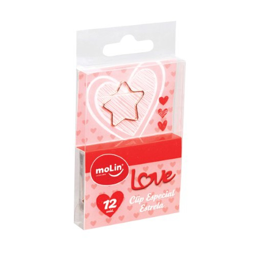 Clips Molin Especial Love Estrela com 12 Unidades