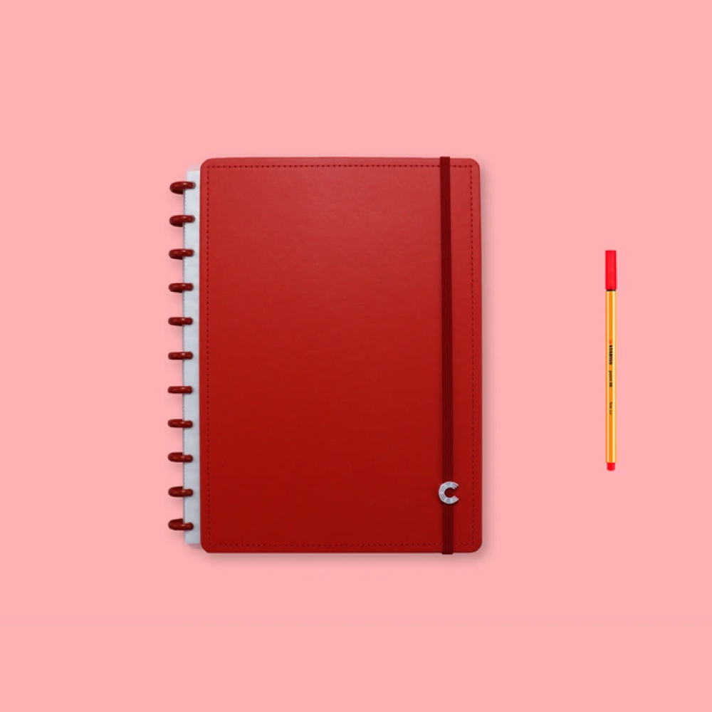 Caderno Inteligente All Red 60 Folhas com Pauta e 20 Folhas Lisas