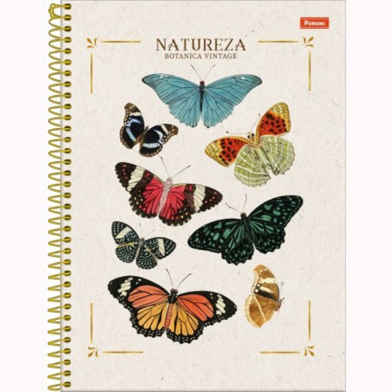 Caderno Universitário Foroni Natureza Espiral Capa Dura 160 Folhas com 10 Matéria Sortido