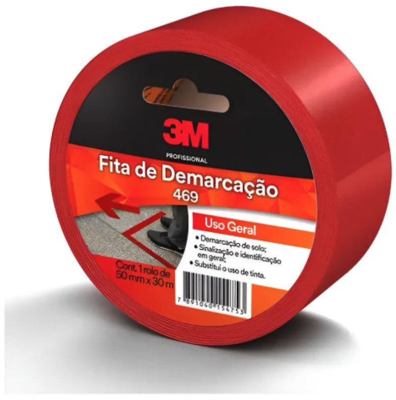 Fita Adesiva para Demarcação de Solo 50mm x 30m Vermelha 3M HB004156202