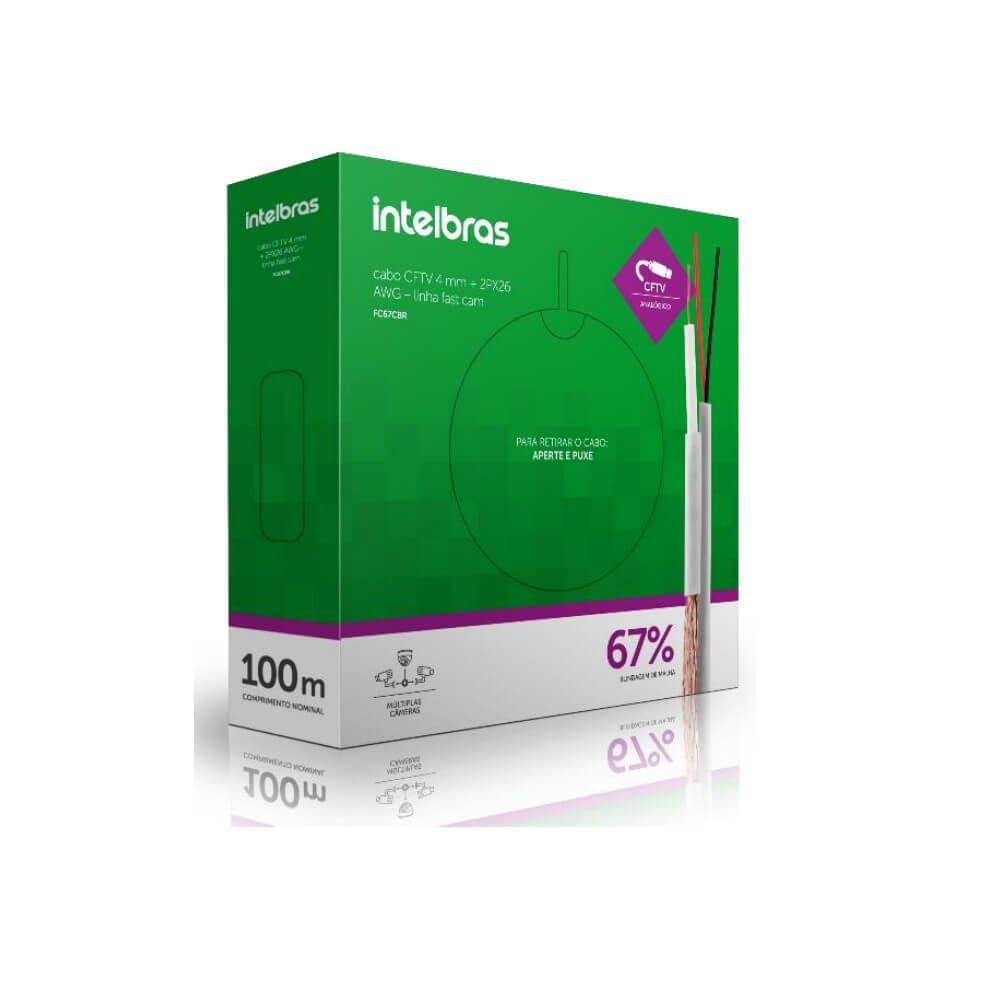 Cabo CFTV 4mm 2 Pares 26 AWG 100m Fast Cam FC67CBR Intelbras