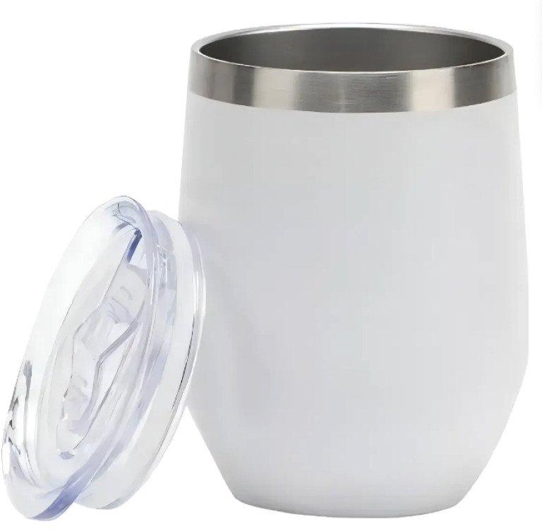 Copo Térmico Cuia 350 ml Aço Inox com Tampa Branco