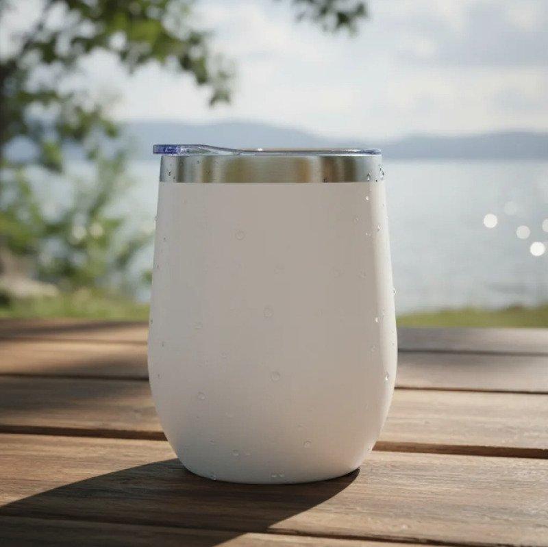 Copo Térmico Cuia 350 ml Aço Inox com Tampa Branco