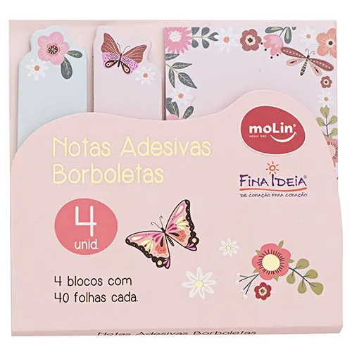 Bloco de Nota Molin Adesiva Borboletas C/160