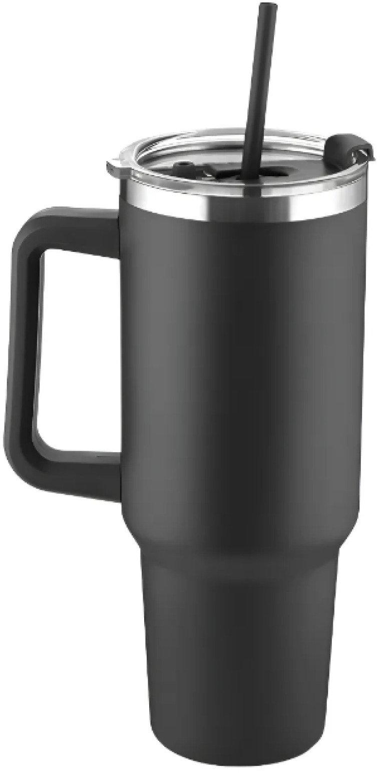 Garrafa Copo Térmico 1200 ml Aço Inox com Tampa e Canudo Preto