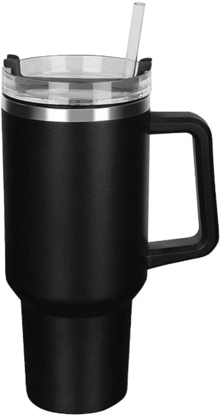 Garrafa Copo Térmico 1200 ml Aço Inox com Tampa e Canudo Preto