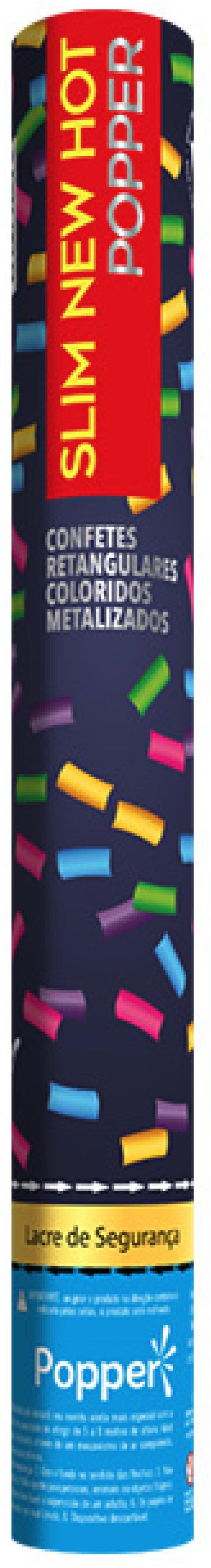 Lança Confete Colorido Metalizado Slim New Hot Popper 8830CC