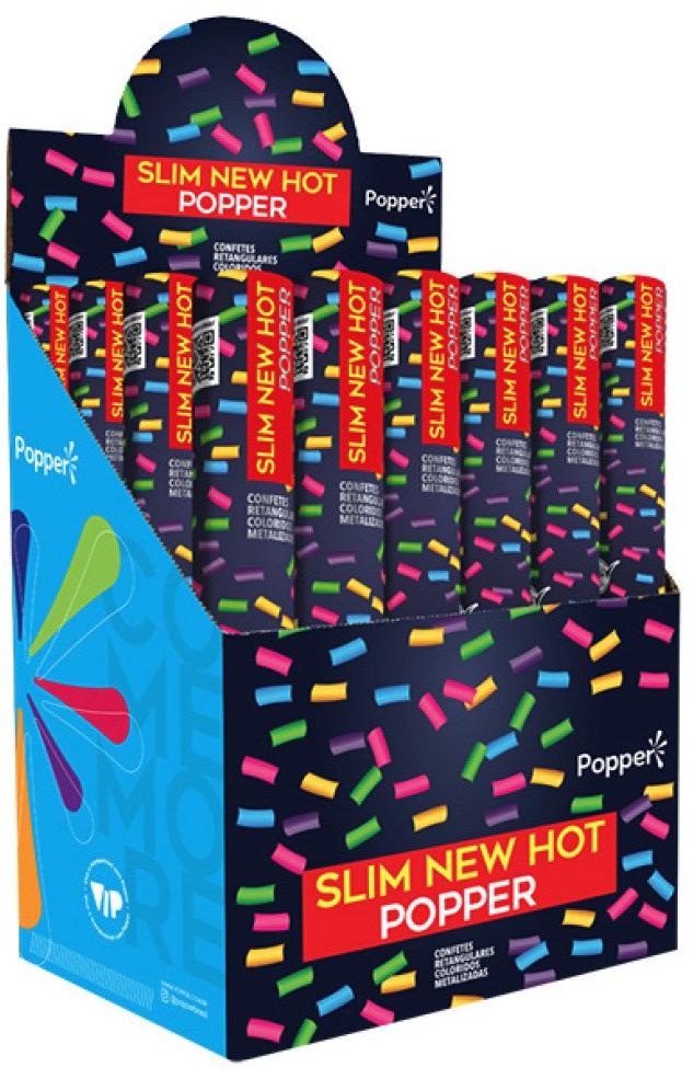 Lança Confete Colorido Metalizado Slim New Hot Popper 8830CC