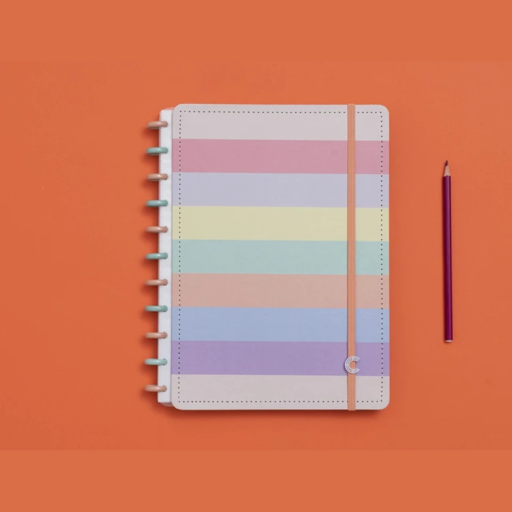 Caderno Inteligente Arco-íris Grande 60 Folhas com Pauta 20 Folhas sem Pauta