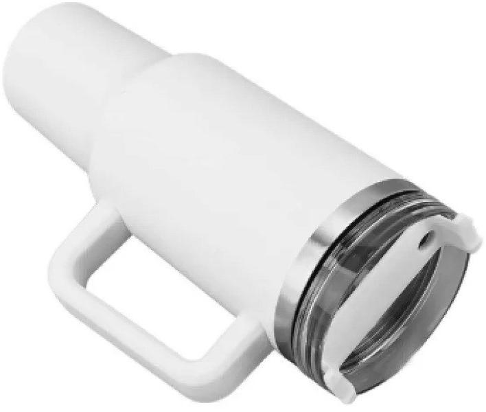Garrafa Copo Térmico 1200 ml Aço Inox com Tampa e Canudo Branco
