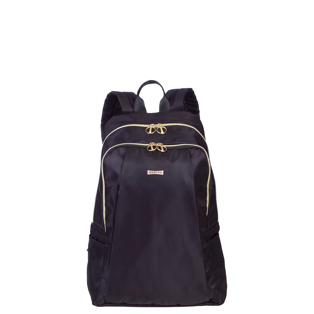 Mochila de Costa Sestini Pixie com 2 Compartimentos Crinkle Grande Preto