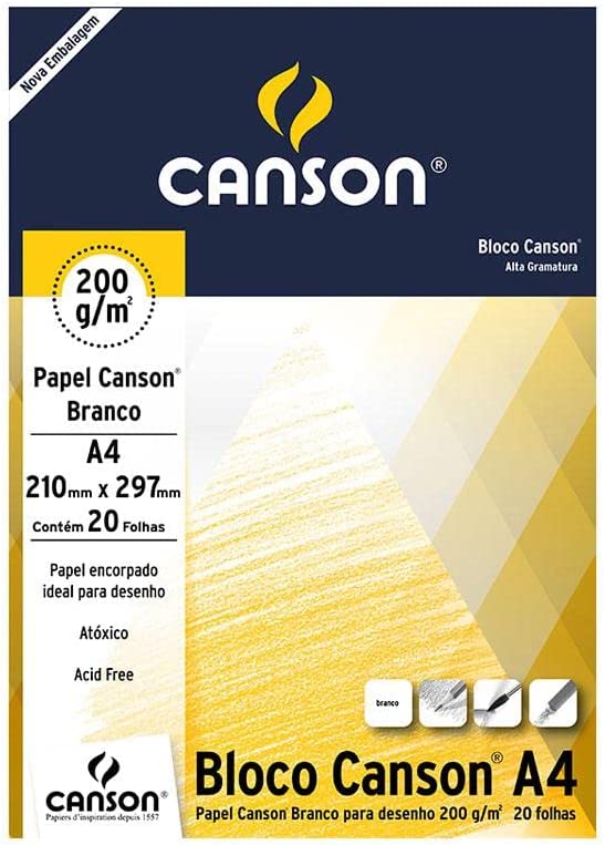 Bloco Canson A4 para Desenho 20 Folhas Brancas