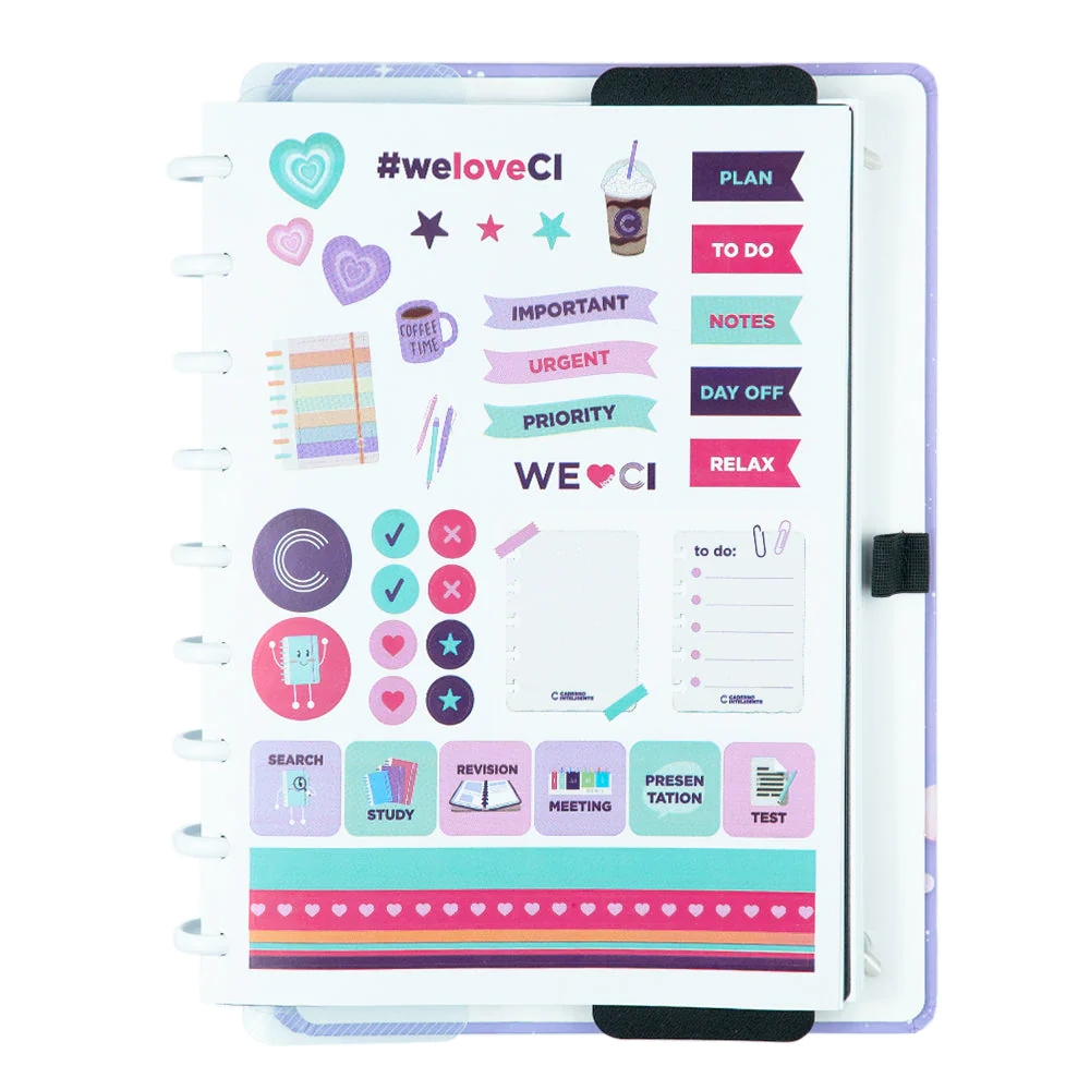 Caderno Inteligente Purple Galaxy By Gocase Grande 60 Folhas com Pauta e 20 Folhas Lisas
