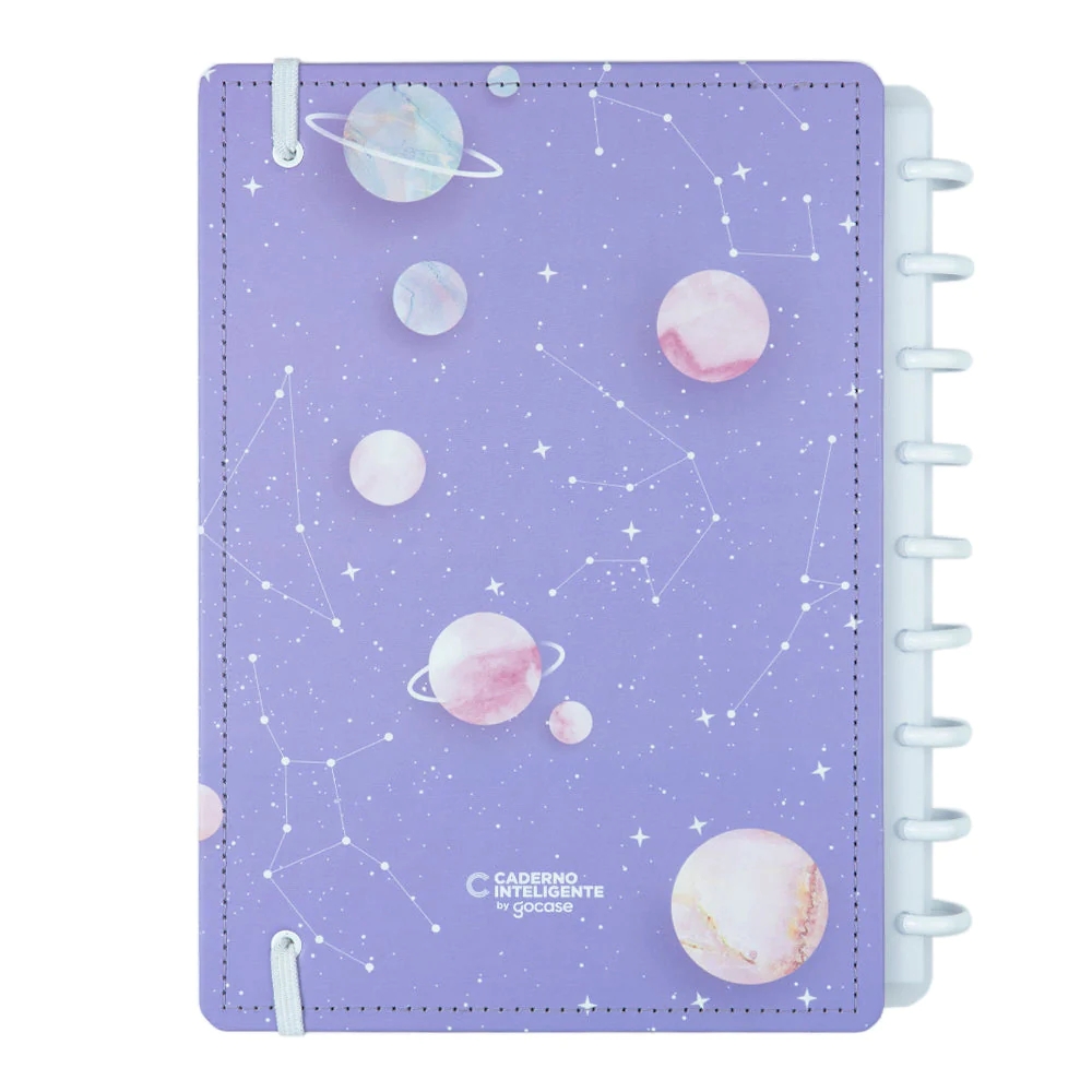 Caderno Inteligente Purple Galaxy By Gocase Grande 60 Folhas com Pauta e 20 Folhas Lisas
