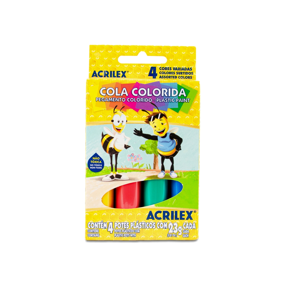 Cola Colorida Acrilex com 4 Cores