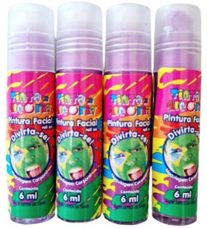 Tinta Pintura Facial Corporal Roll On 6ml Tinta da Alegria Brincadeira Carnaval Rosa