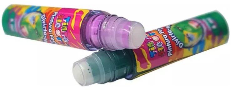 Tinta Pintura Facial Corporal Roll On 6ml Tinta da Alegria Brincadeira Carnaval Rosa