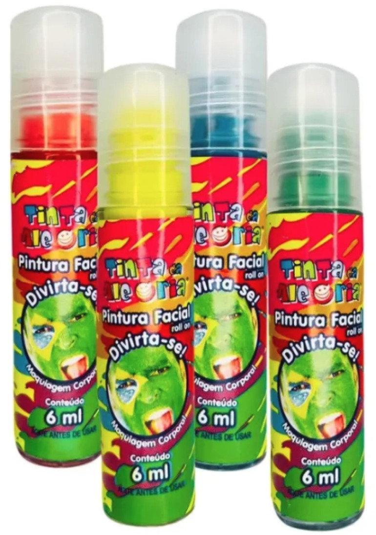 Tinta Pintura Facial Corporal Roll On 6ml Tinta da Alegria Brincadeira Carnaval Rosa