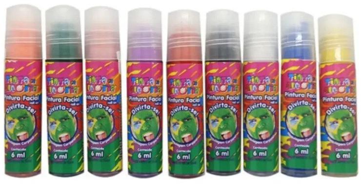 Tinta Pintura Facial Corporal Roll On 6ml Tinta da Alegria Brincadeira Carnaval Rosa