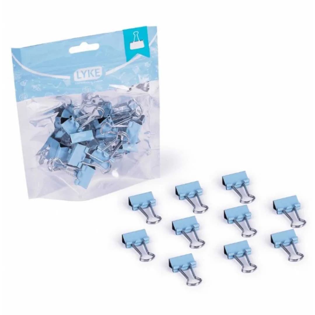 Prendedor de Papel Lyke 19mm 12 Unidades Azul Pastel