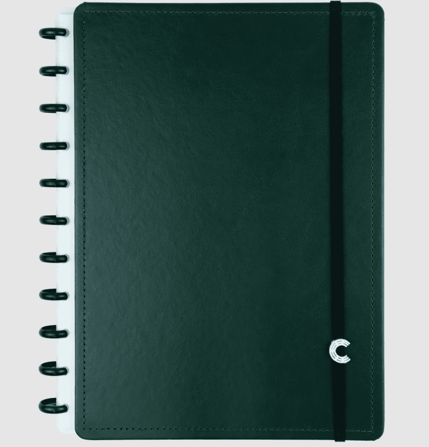 Caderno Inteligente Dark Green Grande 60 Folhas com Pauta e 20 Folhas Lisas